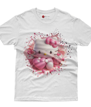 Hello kitty tee shirt - Hello Kitty with heart cute graphic tees - Unisex novelty cotton t shirt - Lusy Store LLC