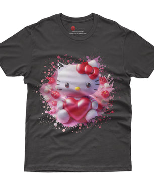 Hello kitty tee shirt - Hello Kitty with heart cute graphic tees - Unisex novelty cotton t shirt - Lusy Store LLC
