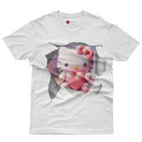 Hello kitty tee shirt - Hello Kitty with heart funny graphic tees - Unisex novelty cotton t shirt White