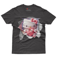 Hello kitty tee shirt - Hello Kitty with heart funny graphic tees - Unisex novelty cotton t shirt Black