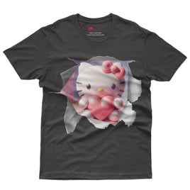 Hello kitty tee shirt - Hello Kitty with heart funny graphic tees - Unisex novelty cotton t shirt - Lusy Store LLC