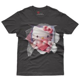Hello kitty tee shirt - Hello Kitty with heart funny graphic tees - Unisex novelty cotton t shirt Black
