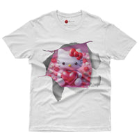 Hello kitty tee shirt - Hello Kitty with heart funny graphic tees - Unisex novelty cotton t shirt White