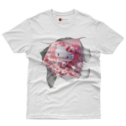 Hello kitty tee shirt - Hello Kitty with heart funny graphic tees - Unisex novelty cotton t shirt White