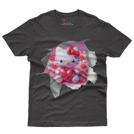 Hello kitty tee shirt - Hello Kitty with heart funny graphic tees - Unisex novelty cotton t shirt - Lusy Store LLC