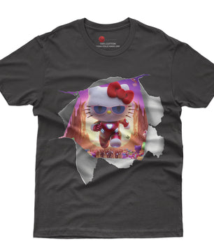 Hello kitty tee shirt - Ironman Hello Kitty funny graphic tees - Unisex novelty cotton t shirt - Lusy Store LLC