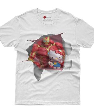 Hello kitty tee shirt - Ironman Hello Kitty funny graphic tees - Unisex novelty cotton t shirt - Lusy Store LLC