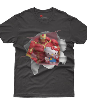 Hello kitty tee shirt - Ironman Hello Kitty funny graphic tees - Unisex novelty cotton t shirt - Lusy Store LLC