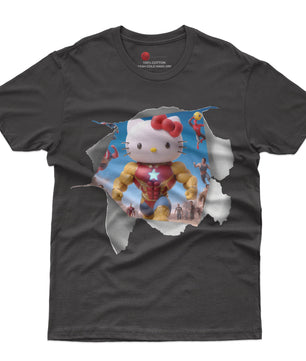 Hello kitty tee shirt - Ironman kitty cute funny graphic tees - Unisex novelty cotton t shirt - Lusy Store LLC