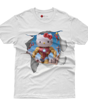 Hello kitty tee shirt - Ironman kitty cute funny graphic tees - Unisex novelty cotton t shirt - Lusy Store LLC