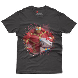 Hello kitty tee shirt - Ironman Kitty cute graphic tees - Unisex novelty cotton t shirt Black