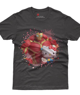 Hello kitty tee shirt - Ironman Kitty cute graphic tees - Unisex novelty cotton t shirt - Lusy Store LLC