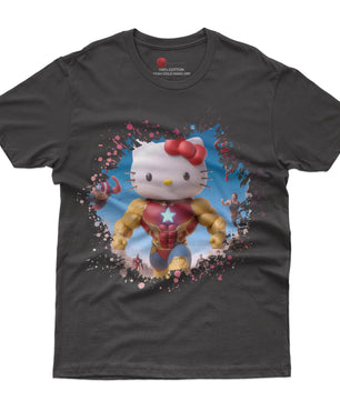 Hello kitty tee shirt - Ironman Kitty cute graphic tees - Unisex novelty cotton t shirt - Lusy Store LLC