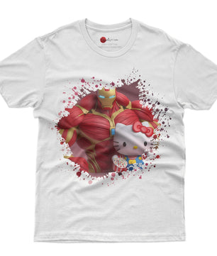 Hello kitty tee shirt - Ironman Kitty cute graphic tees - Unisex novelty cotton t shirt - Lusy Store LLC