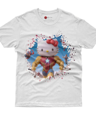 Hello kitty tee shirt - Ironman Kitty cute graphic tees - Unisex novelty cotton t shirt - Lusy Store LLC