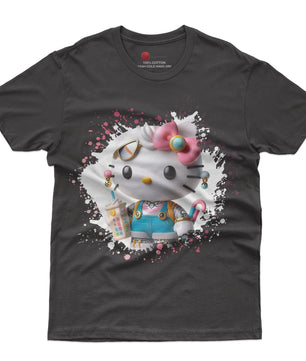 Hello kitty tee shirt - Luxury cute graphic tees - Unisex novelty cotton t shirt - Lusy Store LLC