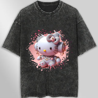 Hello kitty tee shirt - Luxury cute graphic tees - Unisex wide sleeve style - Lusy Store LLC