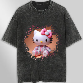 Hello kitty tee shirt - Luxury cute graphic tees - Unisex wide sleeve style Dark Gray