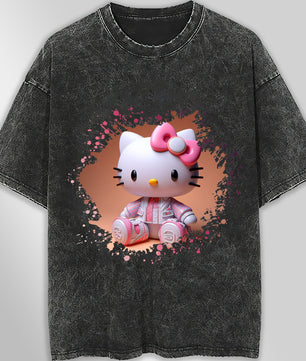 Hello kitty tee shirt - Luxury cute graphic tees - Unisex wide sleeve style - Lusy Store LLC