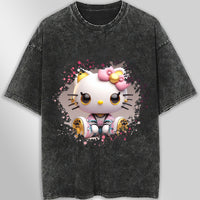 Hello kitty tee shirt - Luxury cute graphic tees - Unisex wide sleeve style Dark Gray