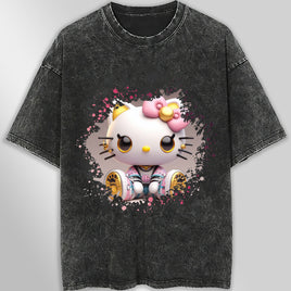Hello kitty tee shirt - Luxury cute graphic tees - Unisex wide sleeve style Dark Gray
