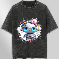 Hello kitty tee shirt - Luxury cute graphic tees - Unisex wide sleeve style Dark Gray