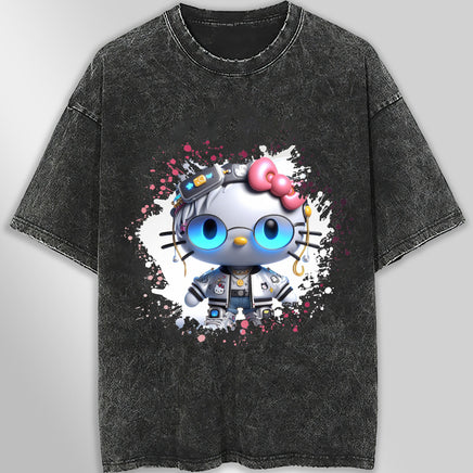 Hello kitty tee shirt - Luxury cute graphic tees - Unisex wide sleeve style Dark Gray