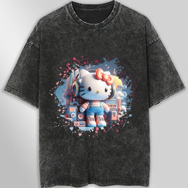 Hello kitty tee shirt - Luxury cute graphic tees - Unisex wide sleeve style Dark Gray