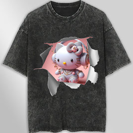 Hello kitty tee shirt - Luxury kitty funny graphic tees - Unisex wide sleeve style Dark Gray