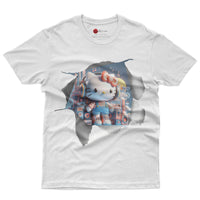 Hello kitty tee shirt - Music funny graphic tees - Unisex novelty cotton t shirt White