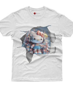 Hello kitty tee shirt - Music funny graphic tees - Unisex novelty cotton t shirt - Lusy Store LLC