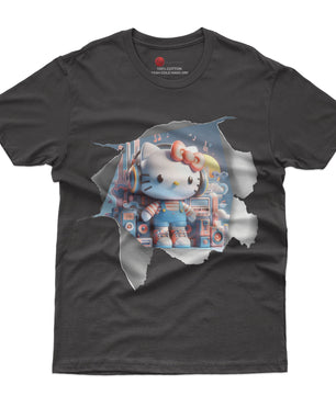 Hello kitty tee shirt - Music funny graphic tees - Unisex novelty cotton t shirt - Lusy Store LLC