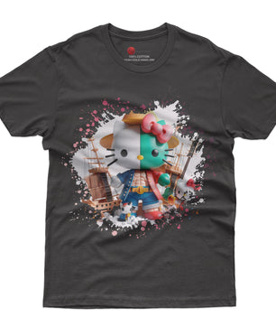 Hello kitty tee shirt - One Piece Kitty cute graphic tees - Unisex novelty cotton t shirt - Lusy Store LLC