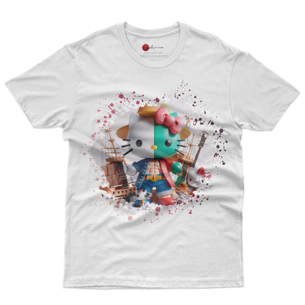 Hello kitty tee shirt - One Piece Kitty cute graphic tees - Unisex novelty cotton t shirt White
