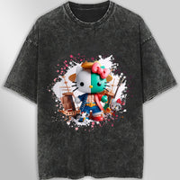 Hello kitty tee shirt - One Piece Kitty cute graphic tees - Unisex wide sleeve style Dark Gray