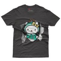 Hello kitty tee shirt - Reindeer hello kitty Cute funny graphic tees - Unisex novelty cotton t shirt Black