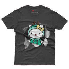 Hello kitty tee shirt - Reindeer hello kitty Cute funny graphic tees - Unisex novelty cotton t shirt - Lusy Store LLC