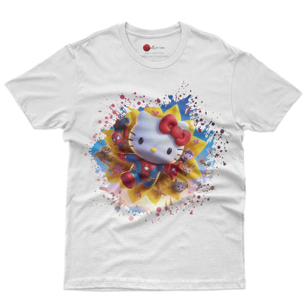 Hello kitty tee shirt - Spiderman Kitty cute graphic tees - Unisex novelty cotton t shirt White