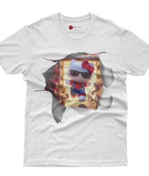 Hello kitty tee shirt - Spiderman kitty funny graphic tees - Unisex novelty cotton t shirt - Lusy Store LLC