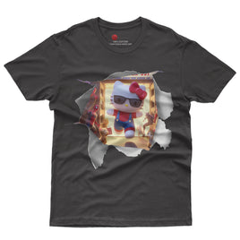 Hello kitty tee shirt - Spiderman kitty funny graphic tees - Unisex novelty cotton t shirt Black