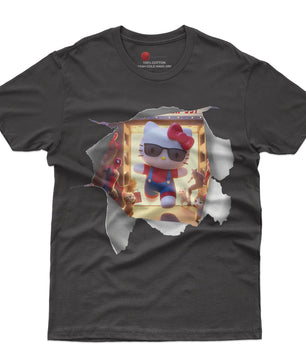 Hello kitty tee shirt - Spiderman kitty funny graphic tees - Unisex novelty cotton t shirt - Lusy Store LLC