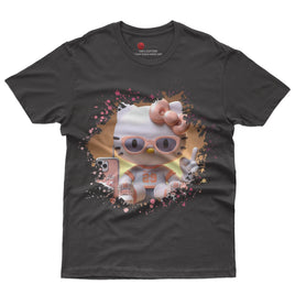 Hello kitty tee shirt - Sport Hello Kitty cute graphic tees - Unisex novelty cotton t shirt Black