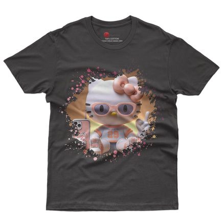Hello kitty tee shirt - Sport Hello Kitty cute graphic tees - Unisex novelty cotton t shirt Black