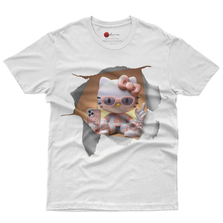 Hello kitty tee shirt - Sport kitty cute funny graphic tees - Unisex novelty cotton t shirt White