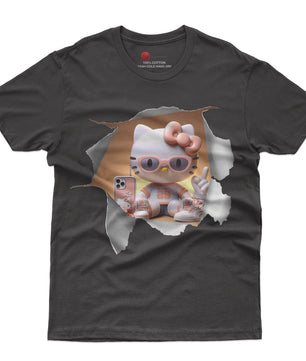 Hello kitty tee shirt - Sport kitty cute funny graphic tees - Unisex novelty cotton t shirt - Lusy Store LLC