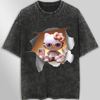 Hello kitty tee shirt - Sport kitty cute funny graphic tees - Unisex wide sleeve style - Lusy Store LLC