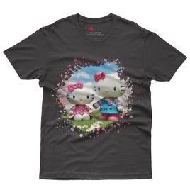 Hello kitty tee shirt - Spring cute funny graphic tees - Unisex novelty cotton t shirt Black