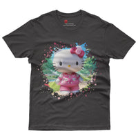 Hello kitty tee shirt - Spring cute funny graphic tees - Unisex novelty cotton t shirt Black