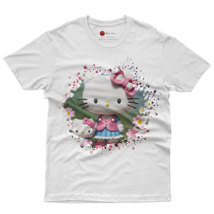 Hello kitty tee shirt - Spring cute funny graphic tees - Unisex novelty cotton t shirt White