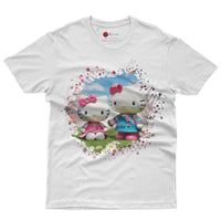 Hello kitty tee shirt - Spring cute funny graphic tees - Unisex novelty cotton t shirt White